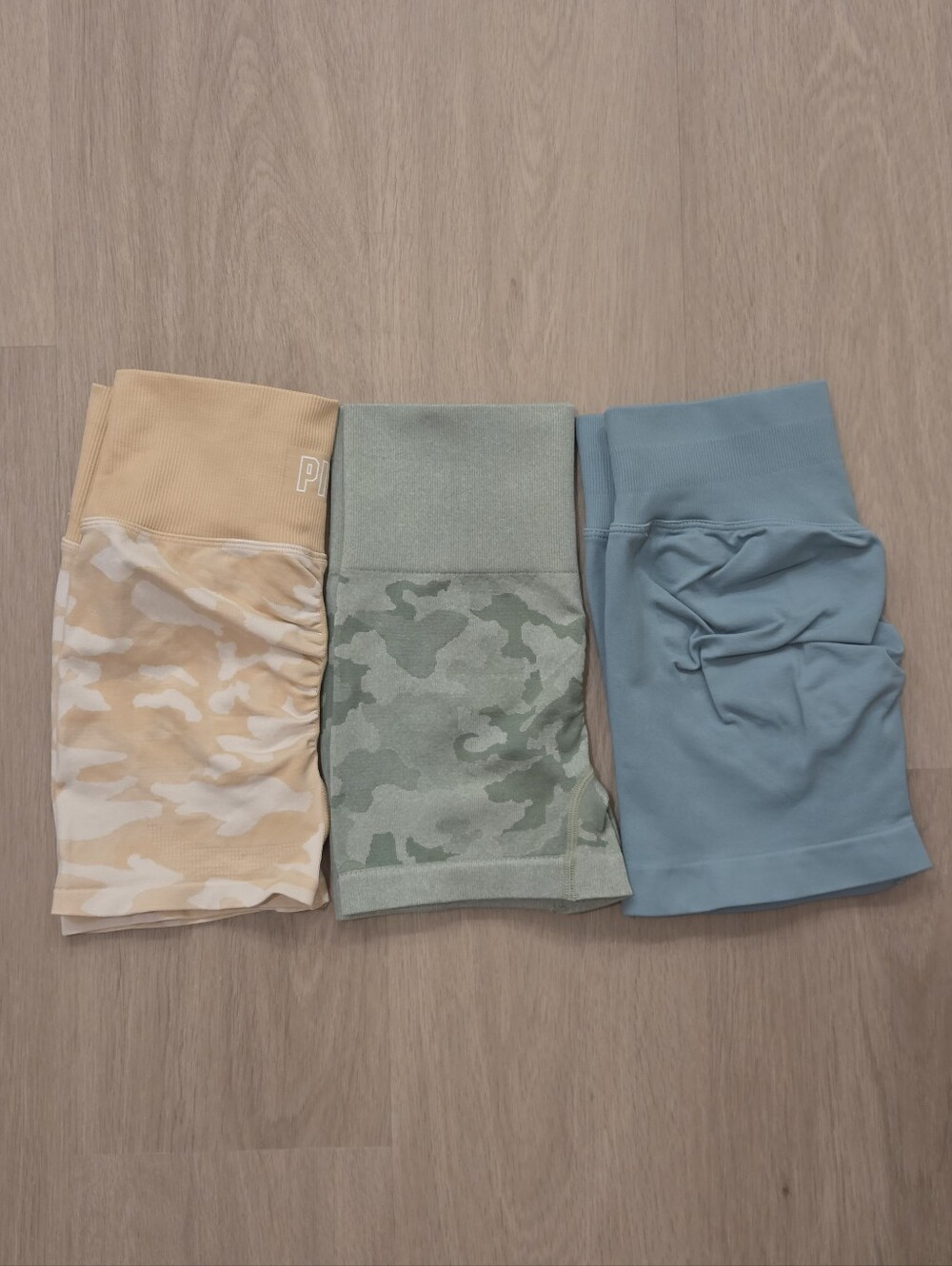 Trio Booty Shorts — Beige Camo, Green Camo, Teal
